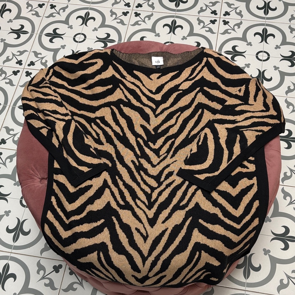 CAbi Black and Tan Zebra Print Sweater